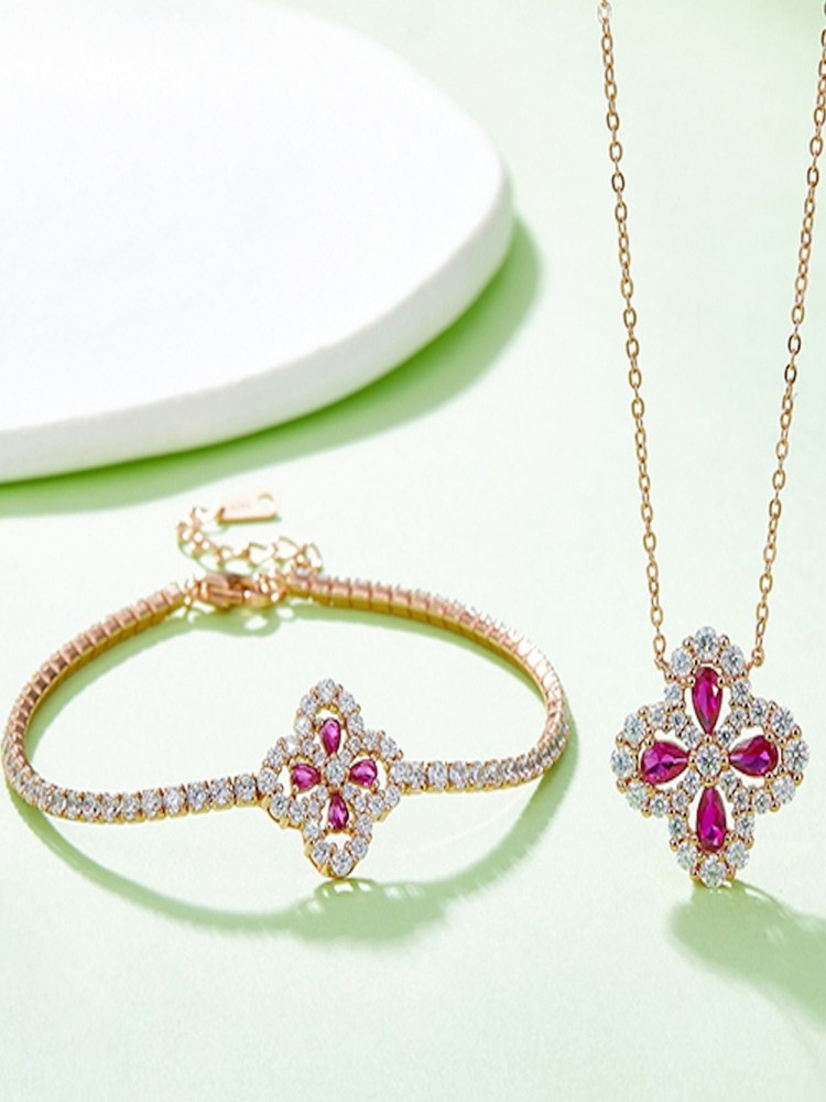 Ruby Flower Bracelet