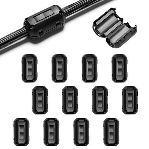 12 Pcs Clip-on Ferrite Core Ring Bead Anti-Interference Noise Suppressor
