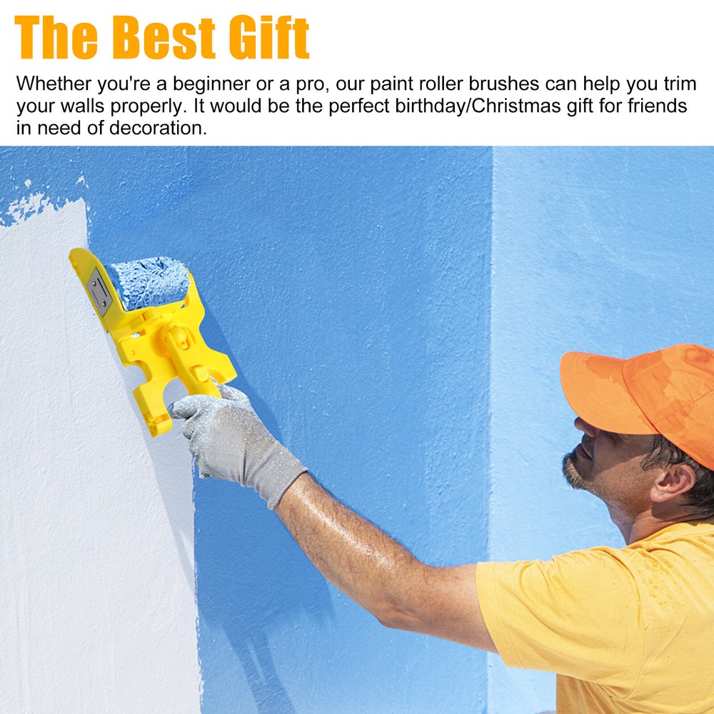 2Pcs Clean-Cut Paint Edger Roller Brush Safe Tool for Room Corner Wall Ceiling