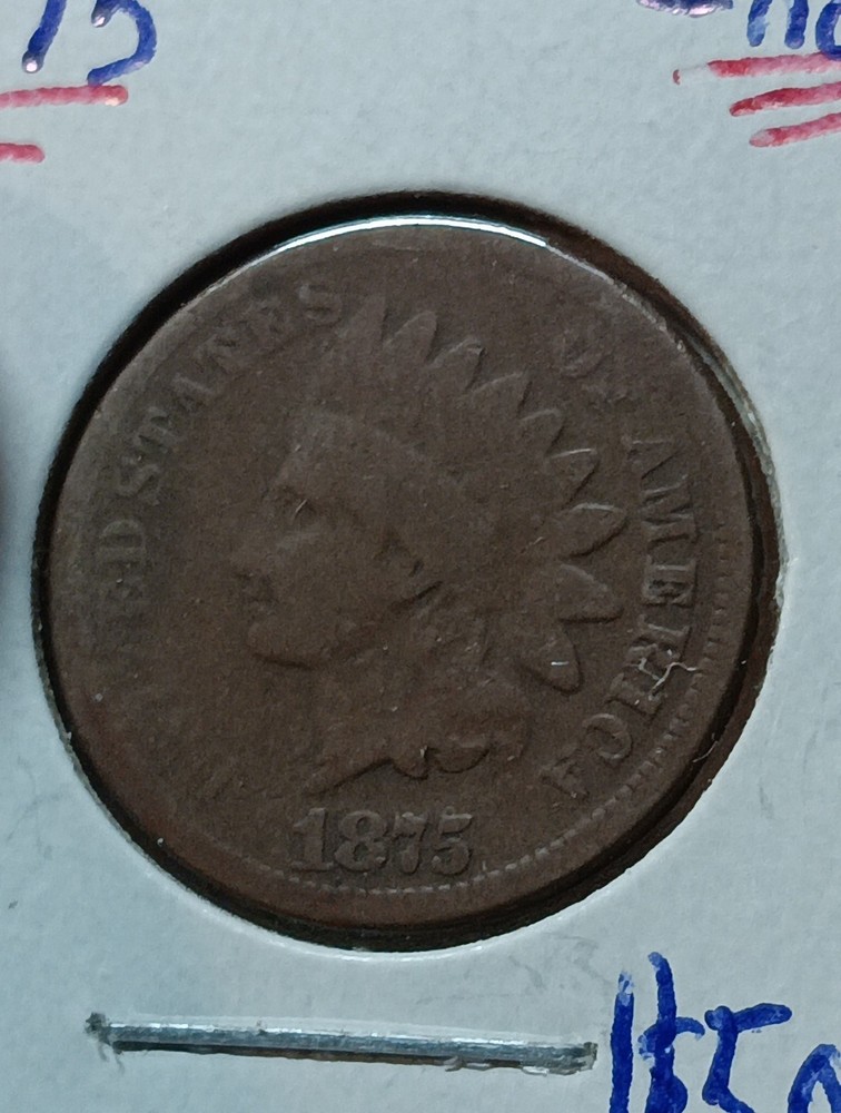 👉1875 Indian Head Penny Vg I/149