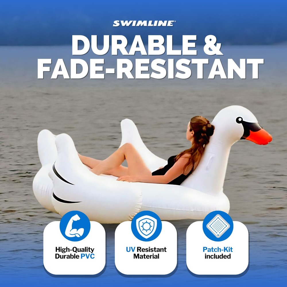 Swimline Pool Rideable Swan Inflatable Float Toy (2 Pack) 75" (Open Box)