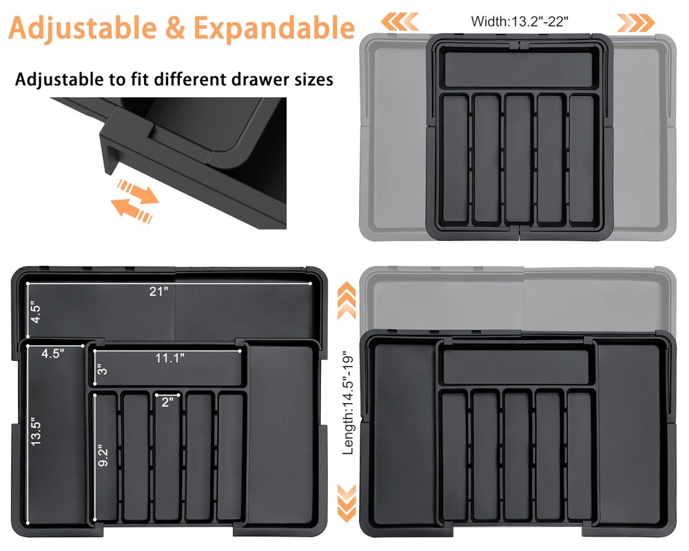 Spaclear Silverware Organizer Expandable Kitchen Utensil Drawer Organizer Lar...