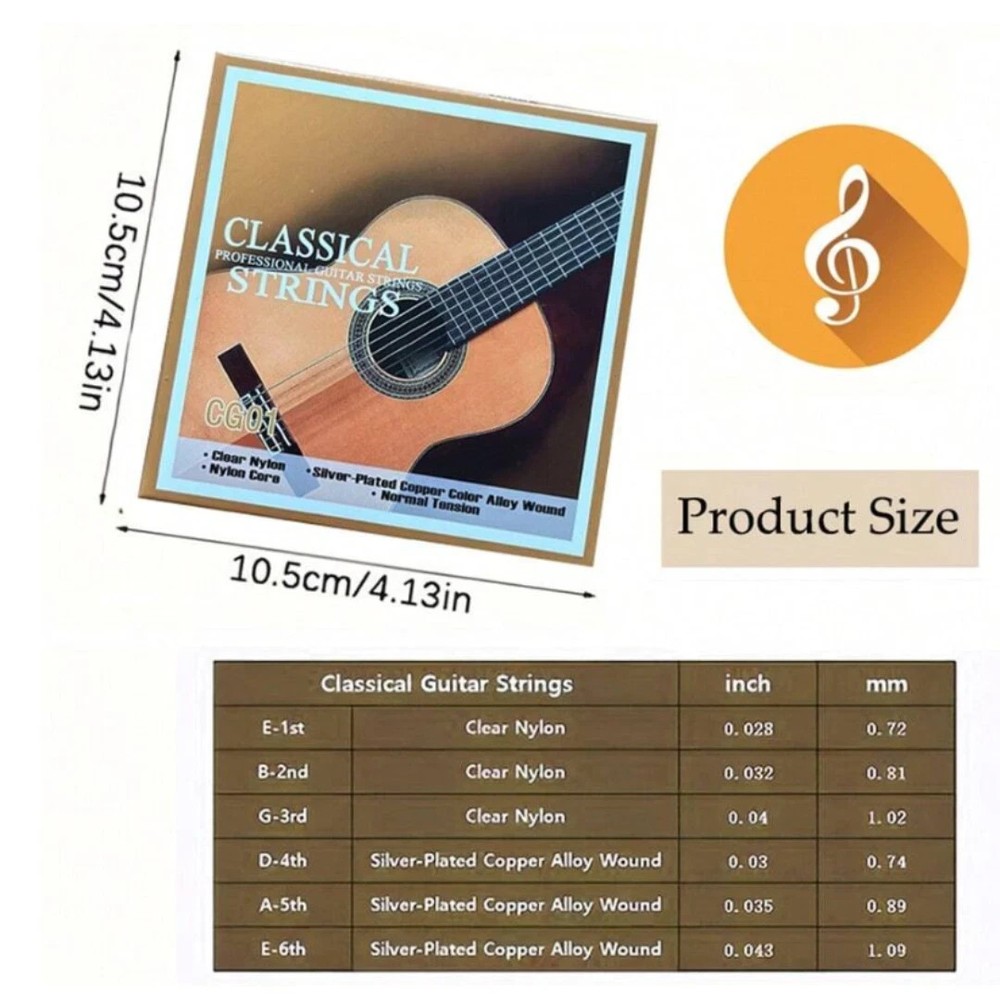 6pcs/Set Nylon Strings Classic Guitar String Great Tone & Hard Tension Strings