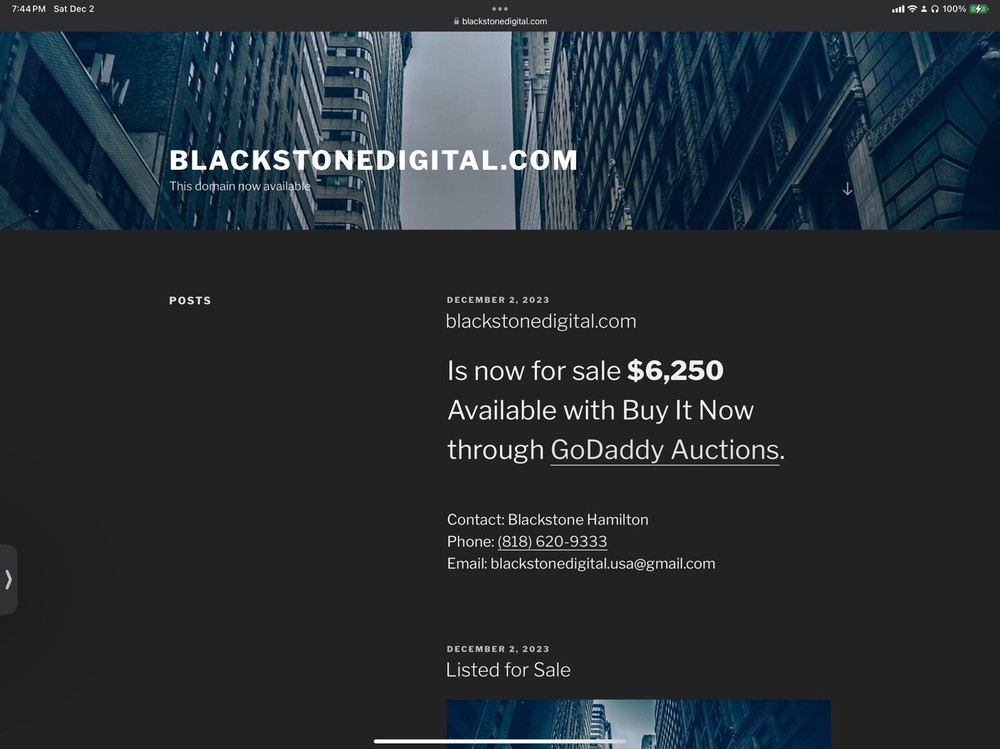 IT RELATED DOMAIN NAME: BlackstoneDigital.com