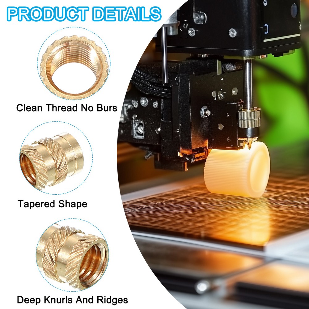 40 Pcs Brass Threaded Insert M8x12x10 mm for Plastic Components