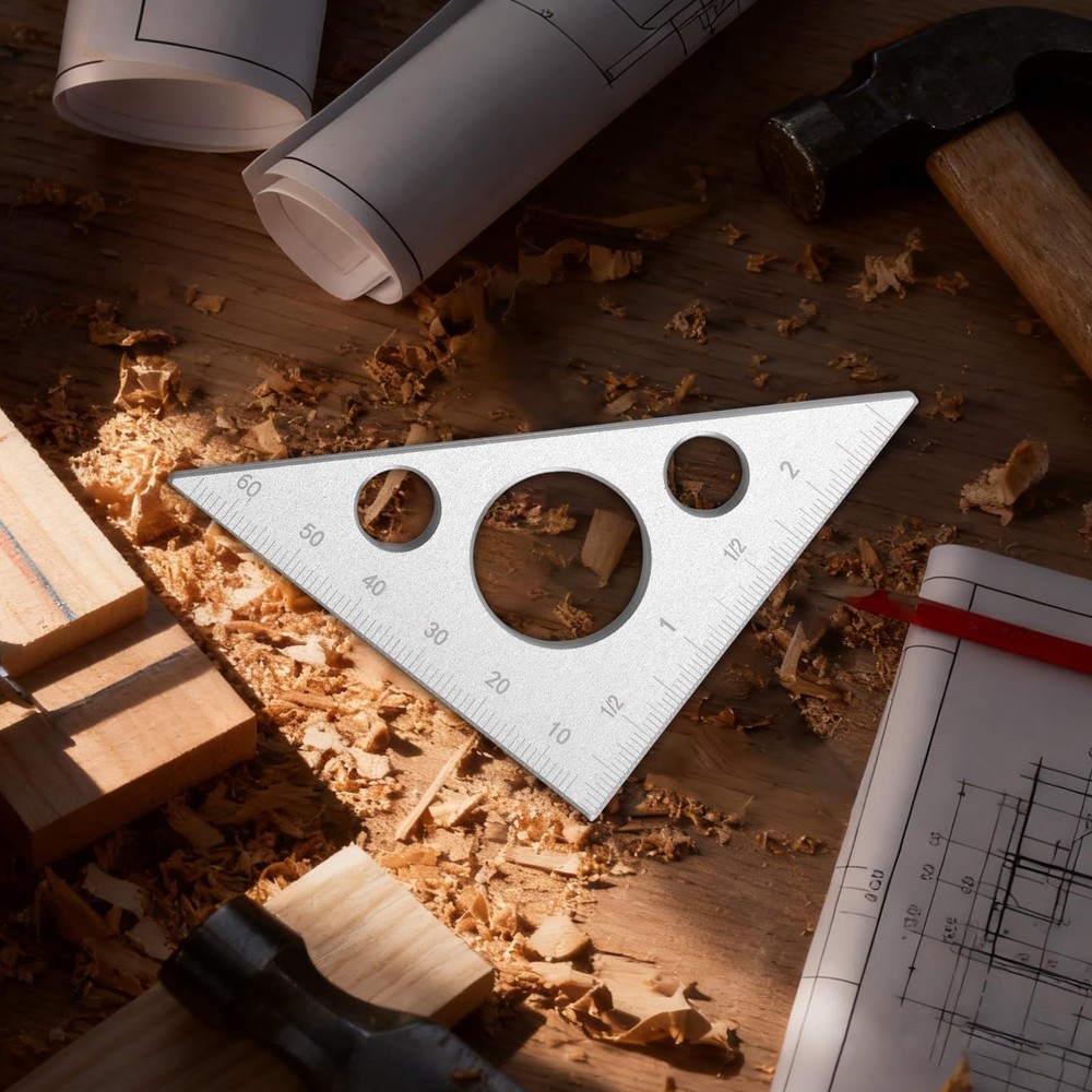 Aluminium Alloy Right Triangle Angle Ruler, 45/90 Degrees Multi Angle Constru...