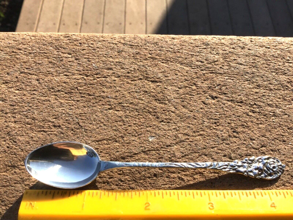 800 SILVER  DEMITASSE SPOONS REPOUSSE PATTERN SET (8) LONG STYLE