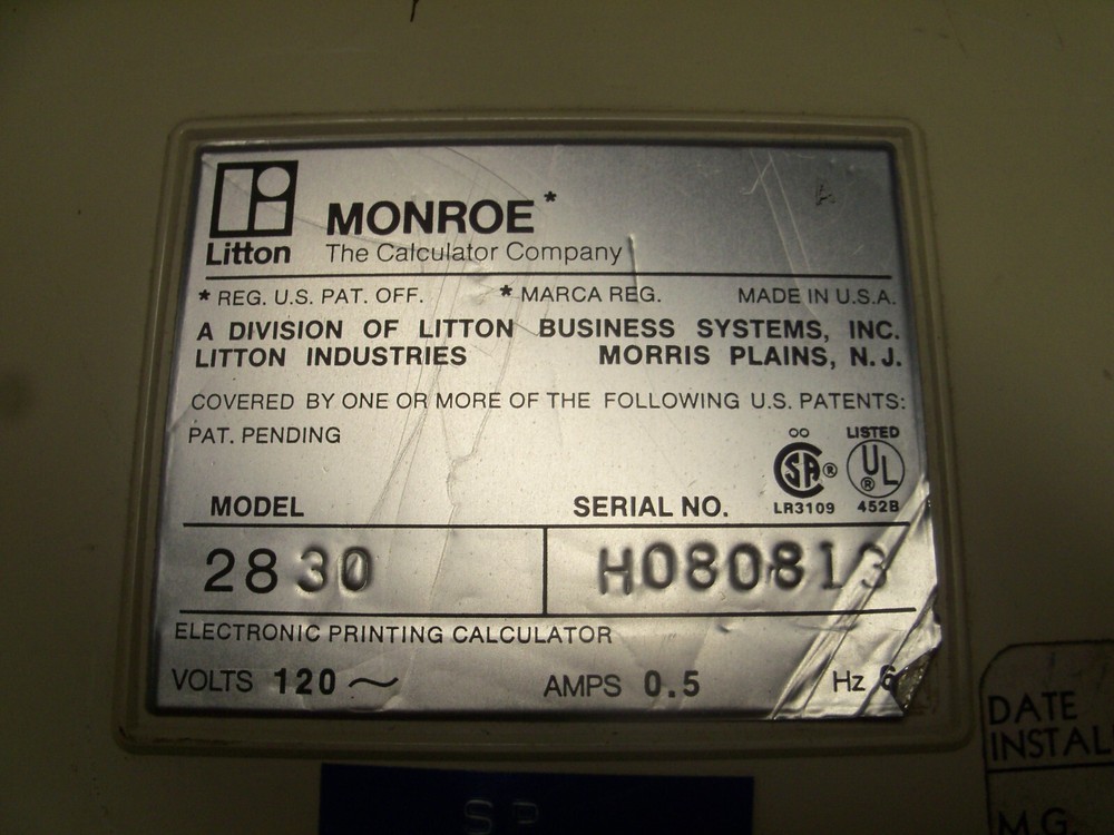 Vintage Monroe 2830 Printing Calculator, Tested, Works