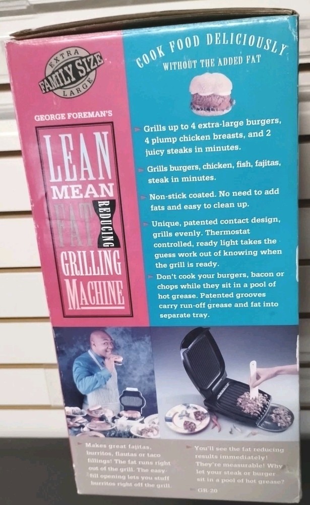 1995 George Foreman Lean Mean Grilling Machine White New