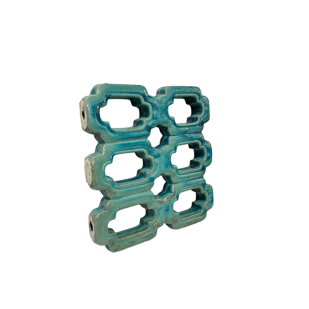 Chinese Rectangular Open Turquoise Mix Glaze Wall Floor Clay Tile GB224