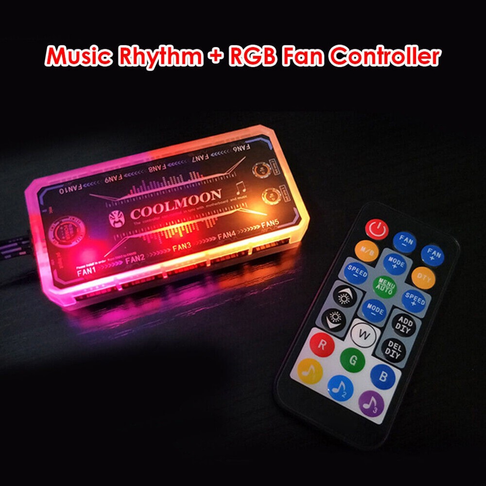 For PC Case Fan Cooling Cooler Adapter LED RGB Lamp Controller+Remote Control