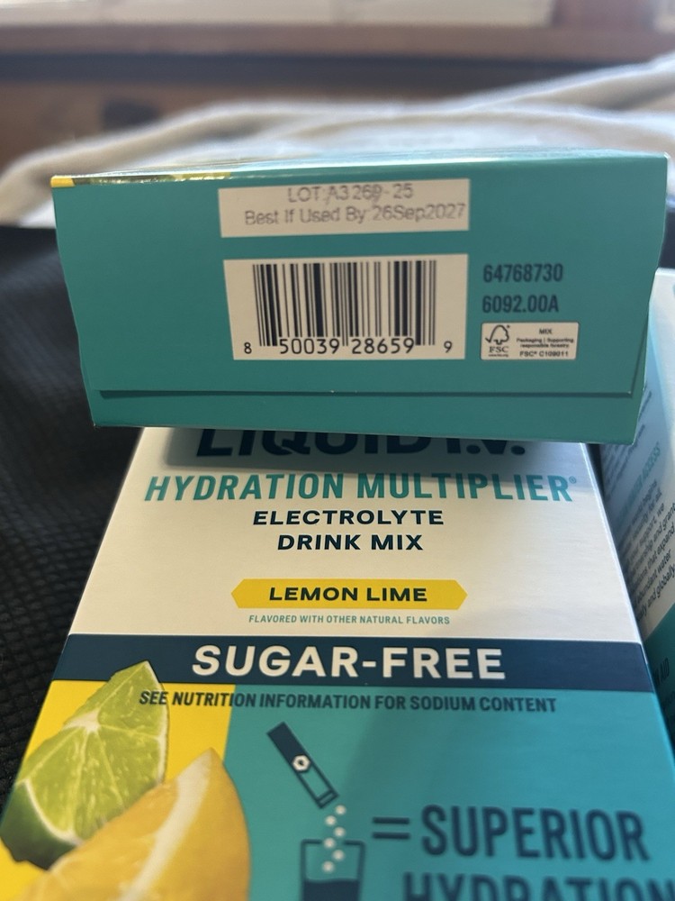 Liquid I.V. Hydration Electrolyte Drink Mix Sugar Free Lemon Lime 3 Pack(9/27)
