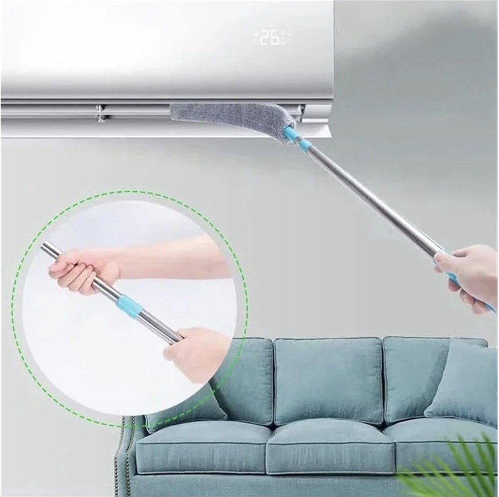 Retractable Gap Duster w/ 3 Microfiber Covers Long Handle Cleaner