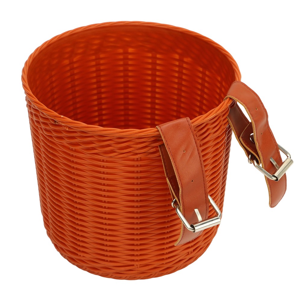 (Coffee)Front Handlebar Basket Multipurpose Simulation Wicker Round CH
