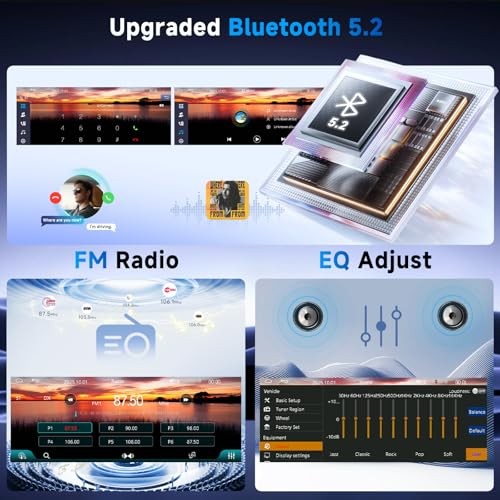 Upgrade Single Din Car Stereo, Wireless CarPlay Android Auto, 6.28'' Single
