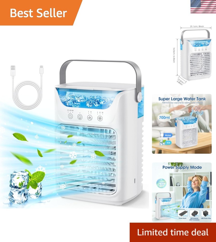 Compact Personal Air Cooler with Adjustable Speeds & USB Power for Home & Office