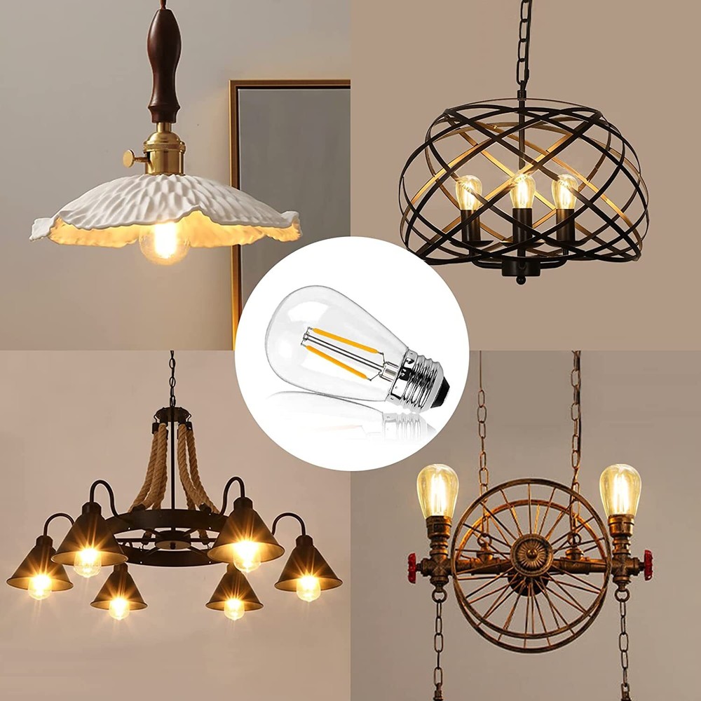 E26 LED Replacement Light Bulbs 2W S14 Clear Globe Edison Bulb 2700K Warm White