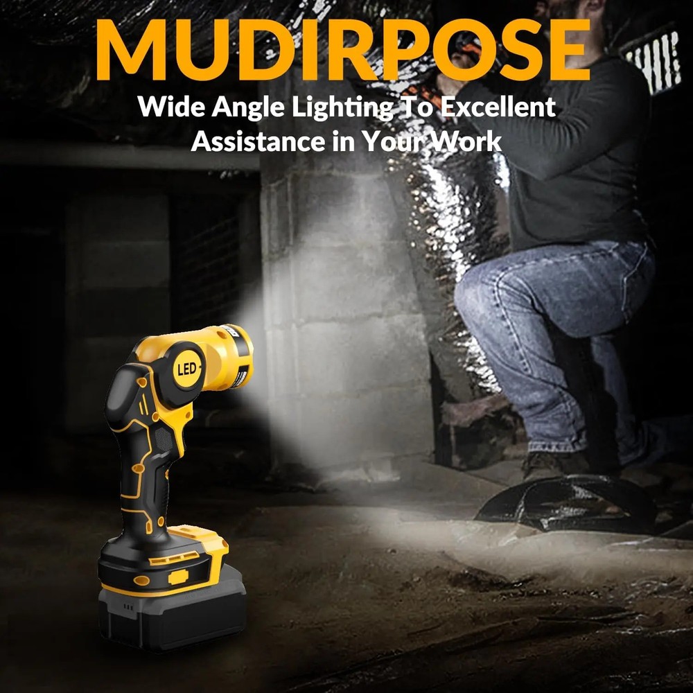 FOR Dewalt Led 20V 20Volt Max Cordless Led Pivoting Work Light Flashlight Tool