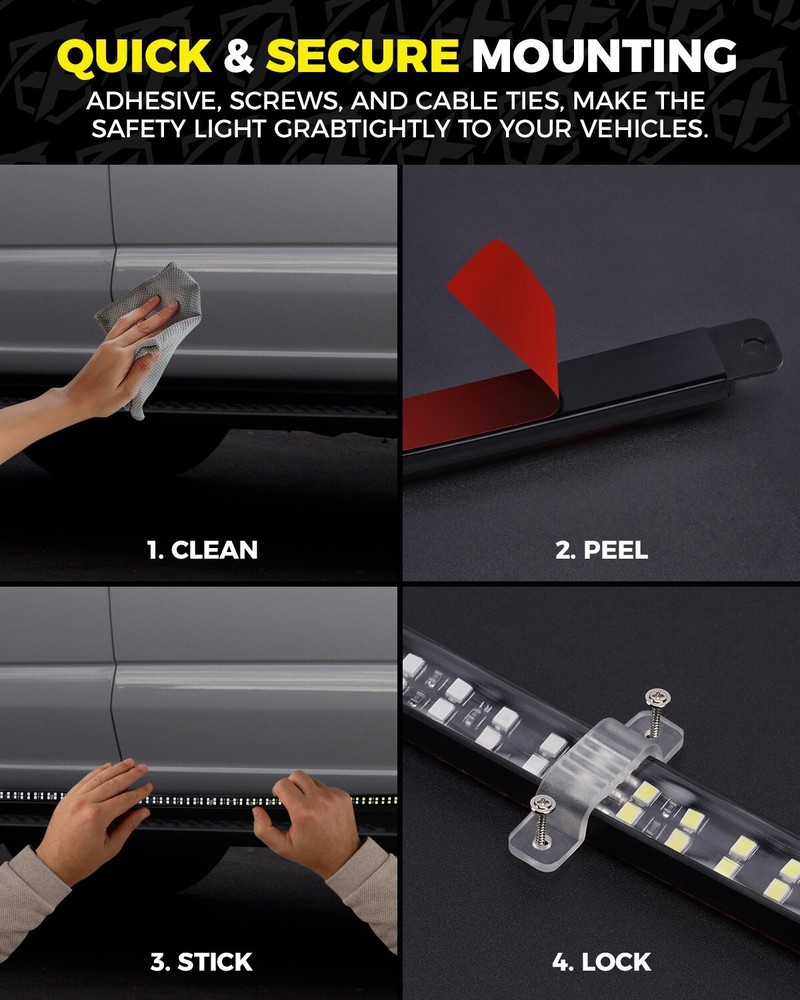 2PCS 70" Running Board Lights Emergency Strobe Lights Strip Side Step light bar