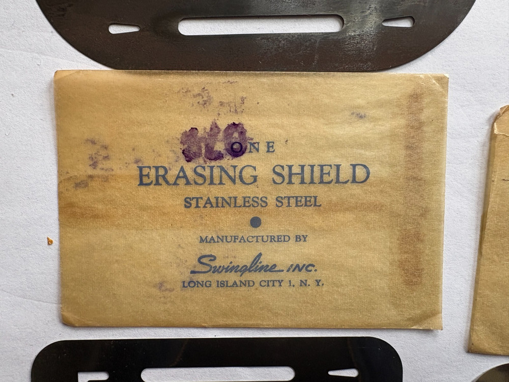 Vintage Ames Lettering Device Original Envelope Instructions & Erasing Shields