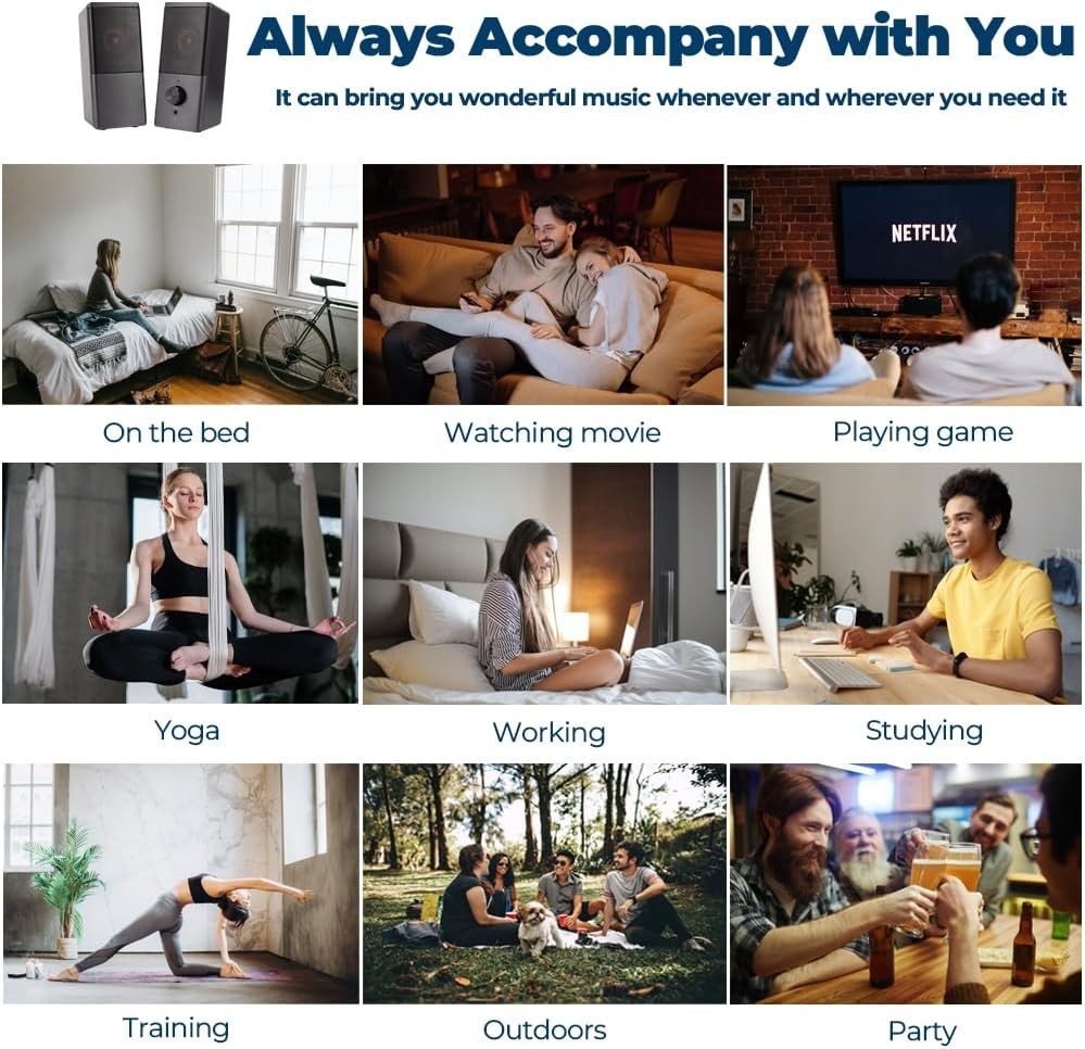 Computer Speaker, Compact Size Speaker with Headphone Jack, Enhanced Bass