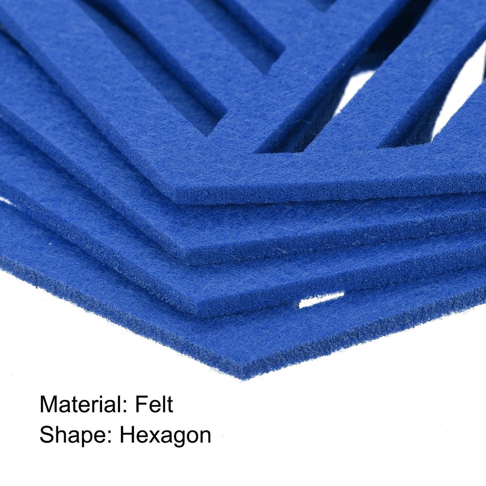 Felt Coasters, 4pcs Hexagonalagon Mat Tampons Coaster, Blue