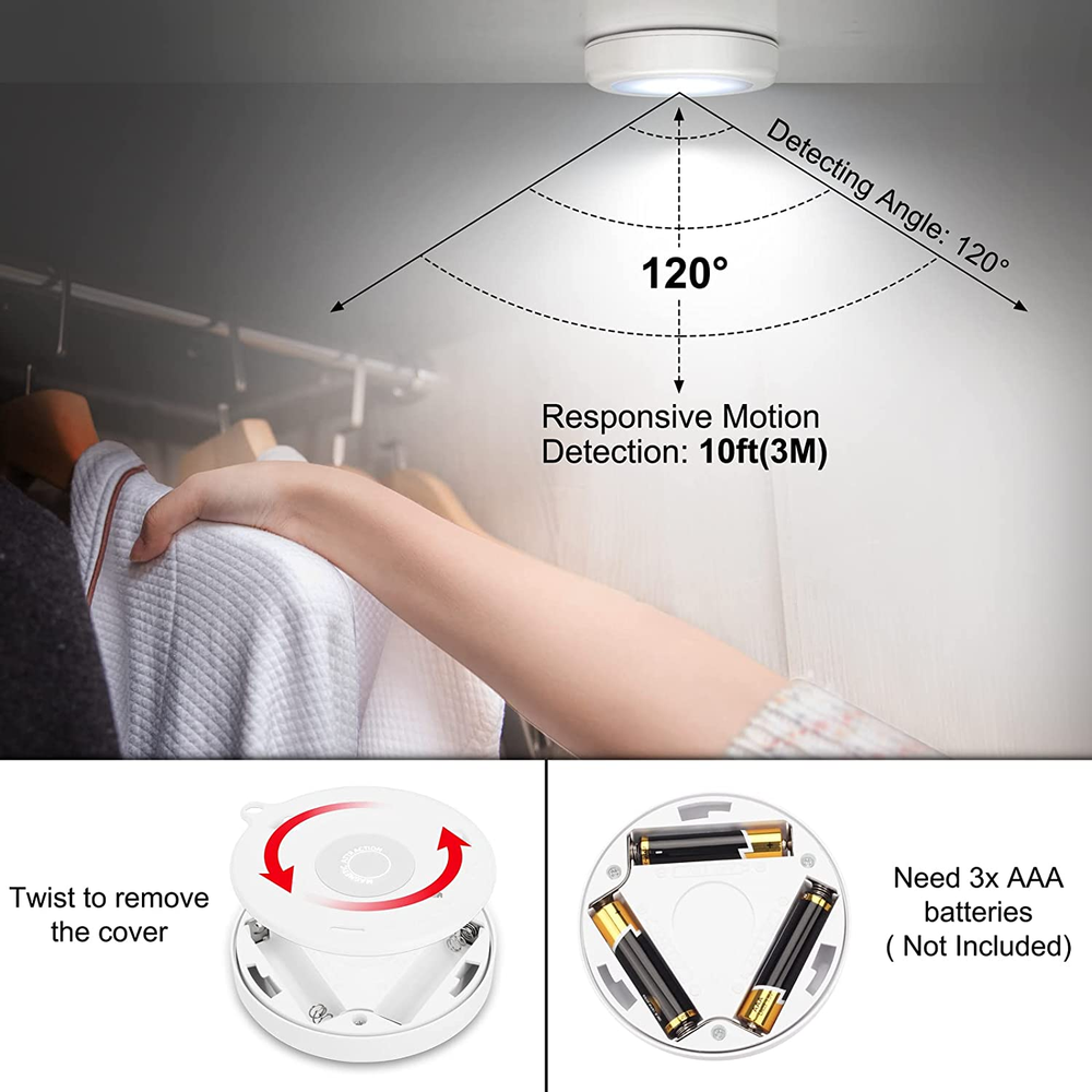 Mlambert 4 Pack Motion Sensor LED Night Light, Non-Fall Cordless Battery-Powered