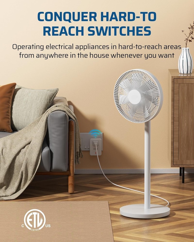 Indoor Wireless Power Switch with 100ft RF Range, Remote Control & Compact Size