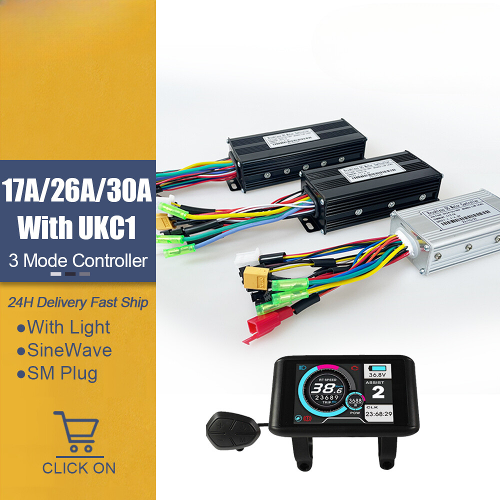 36V/48V 17A 26A 30A Three-Mode Sine Wave Controller with LCD UKC1 Display
