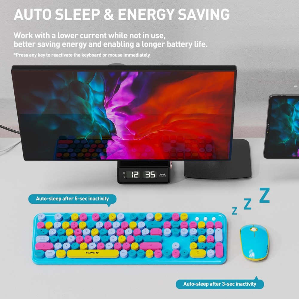 Wireless Keyboard and Mouse Combo with Switch Button- 2.4GHz Cordless Typewri...