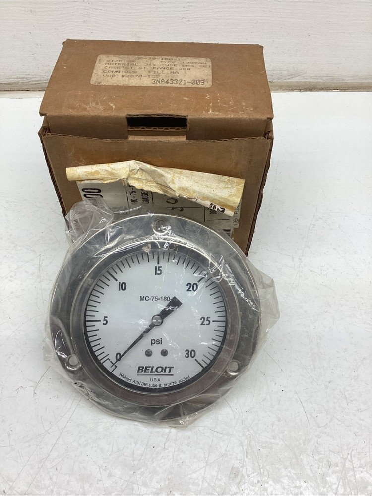 Beloit MC-75-180-1 Pressure Gauge NIB