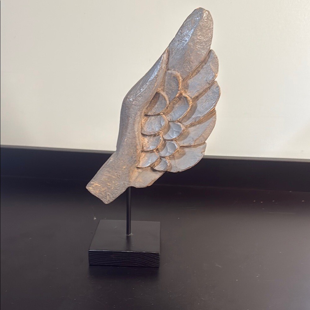 Hand Carved Wood Angle Wing Sculpture