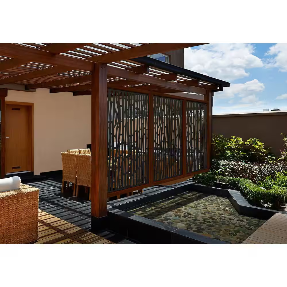 Bali 6 Ft. X 3 Ft. Charcoal Recycled Polymer Decorative Screen Panel, Wall Decor