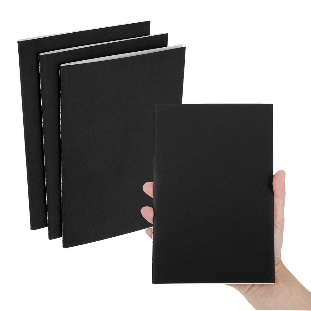 3 Pack A5 Notebook, A5 Journal Mini Notebook Pocket Kraft,Black