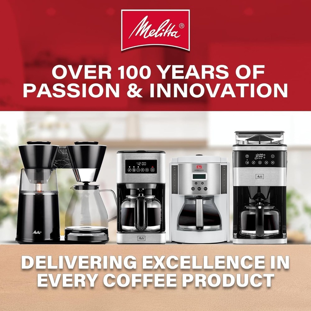 Melitta 8-Cup Programmable Automatic Drip Coffee Makers, Black & Stainless Steel