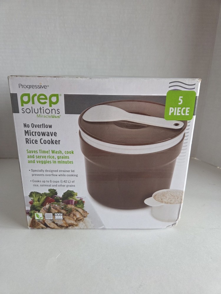 Miracle Ware Progressive Prep Solution Microwave 5 Piece No Overflow Rice Cooker