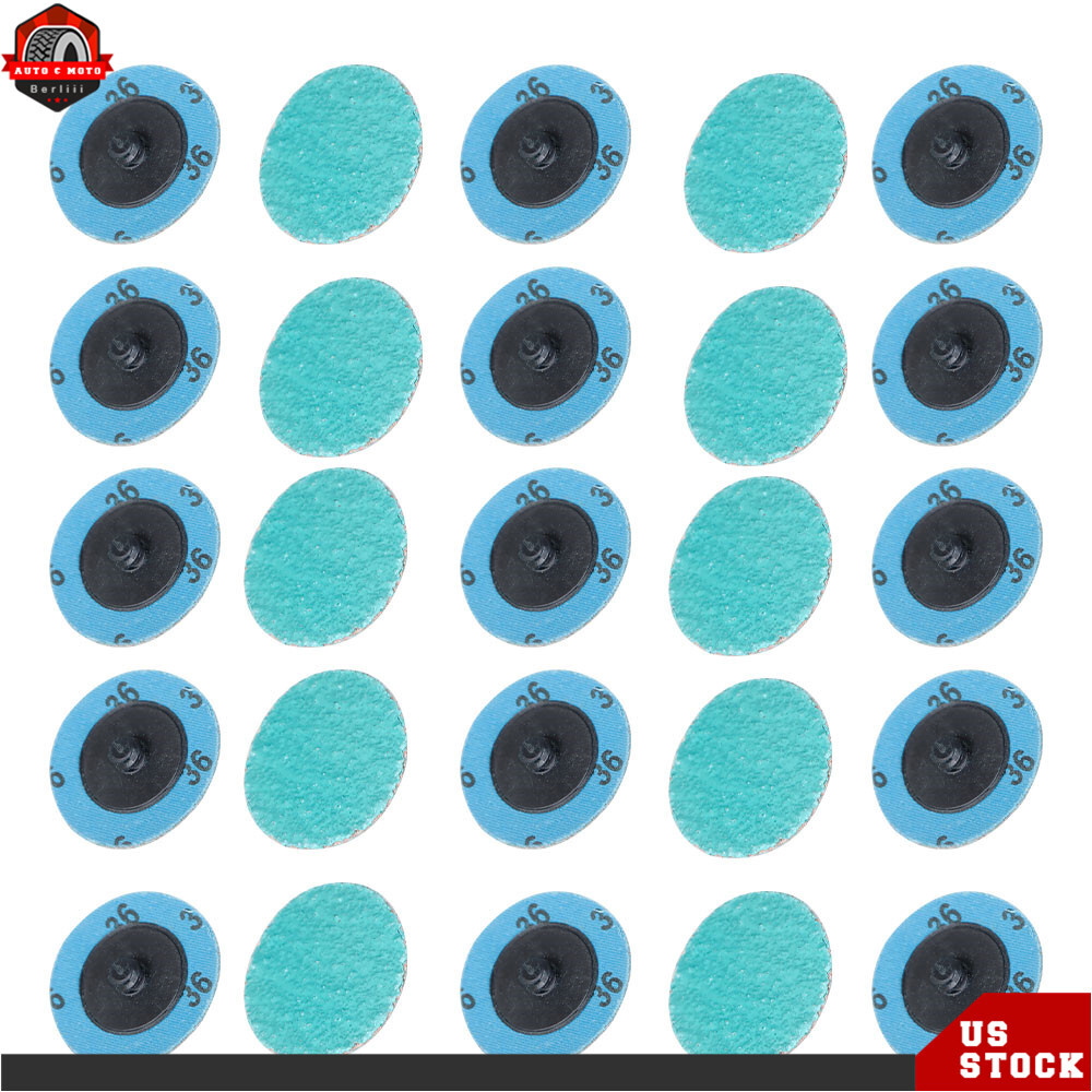 25 Pack 2" 36 Grit Zirconia + Grind Aid Quick Change Sanding Discs Type New