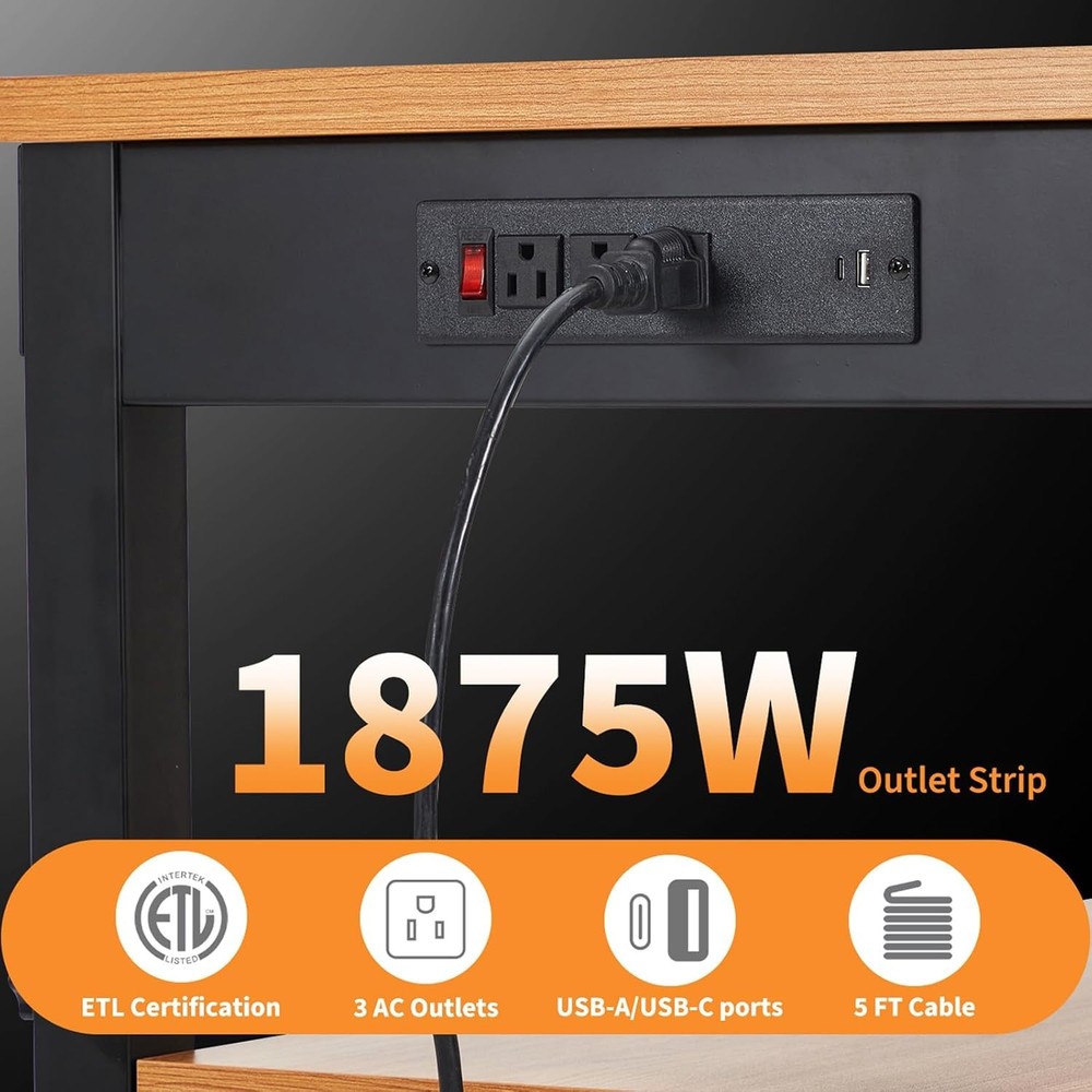 Adjustable Height Workbench with Storage Shelf 48" x 24" Work Benches 2500 LBS