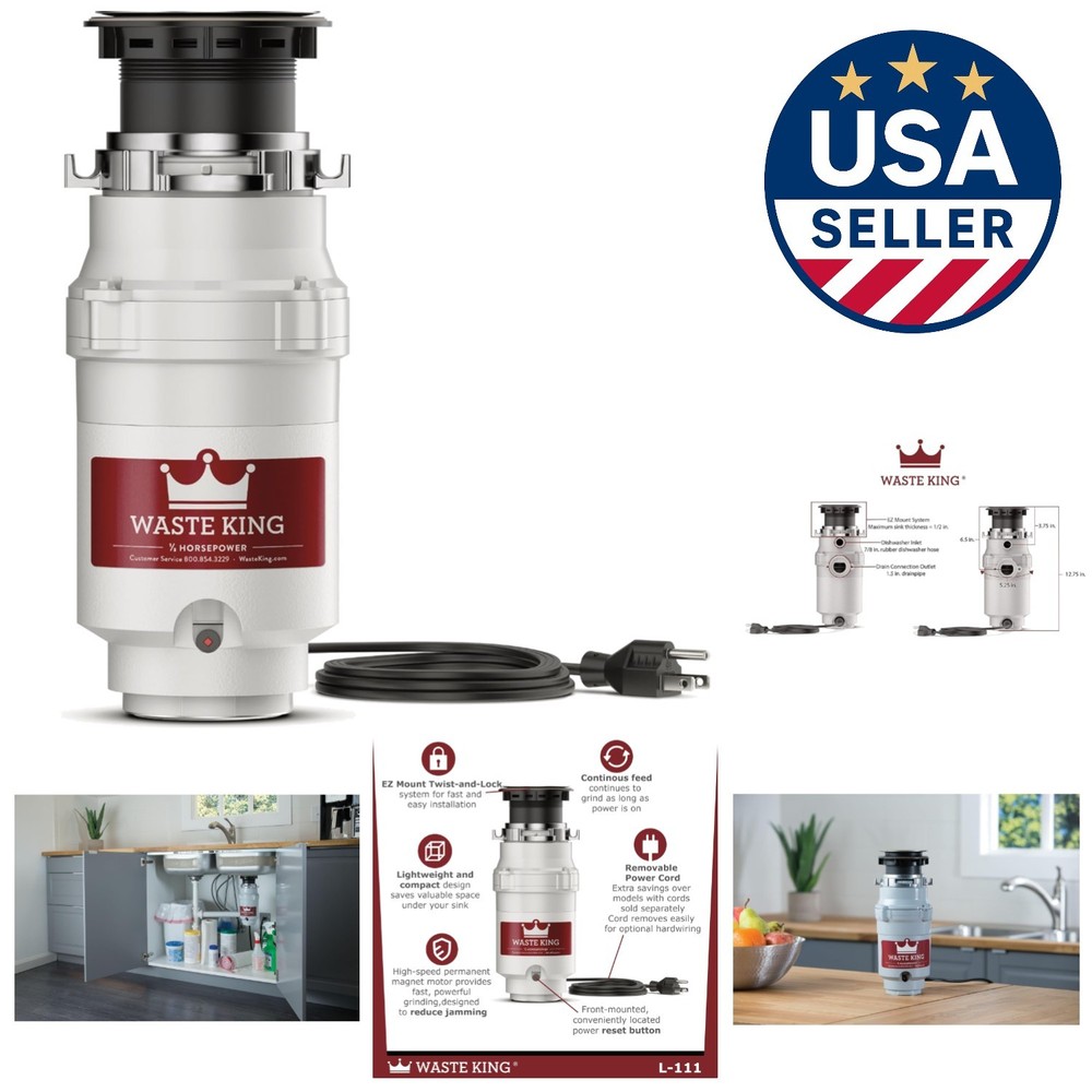 Legend Series 1/3 HP Continuous Feed Garbage Disposal with Power Cord, Compact