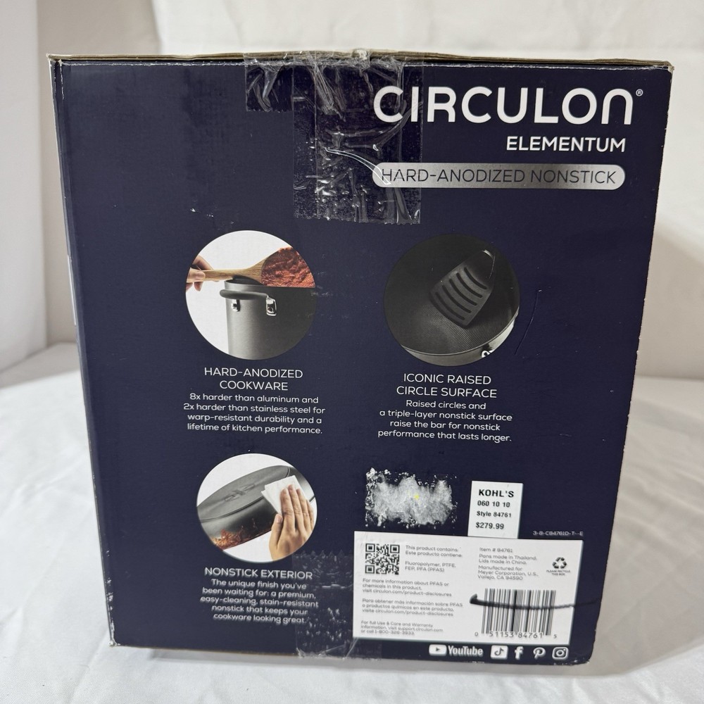 Complete Circulon Elementum 10pc Hard-Anodized Nonstick Cookware Set Silver MINT