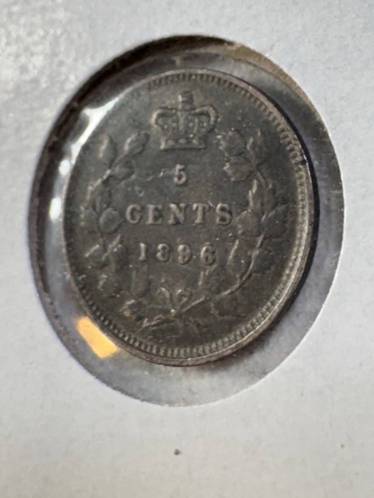 1896 Canada 5 Cents Silver Coin