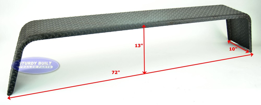 (2)- Steel 14 Gauge Diamond Tread Plate Tandem Axle Trailer Fenders 10"x72"x13"