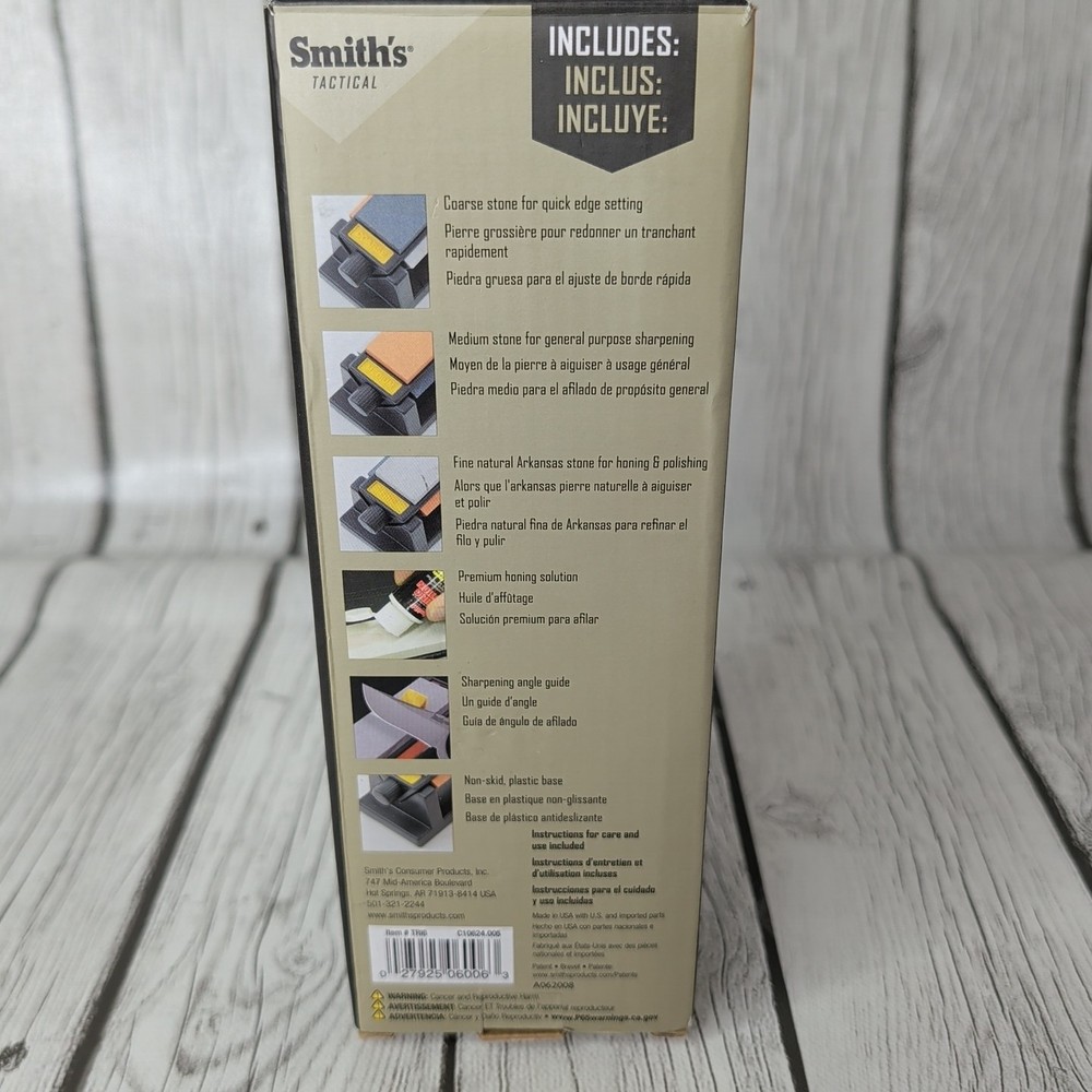 Smith's TRI6 6" Tri-Hone Sharpening System Knife Tool Sharpener 3 Stone Arkansas