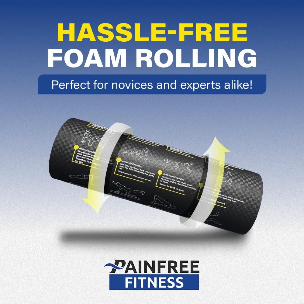 New Foam Roller with Printed Exercises - 17.7''x 6'' Lightweight EPE/PE Exercise