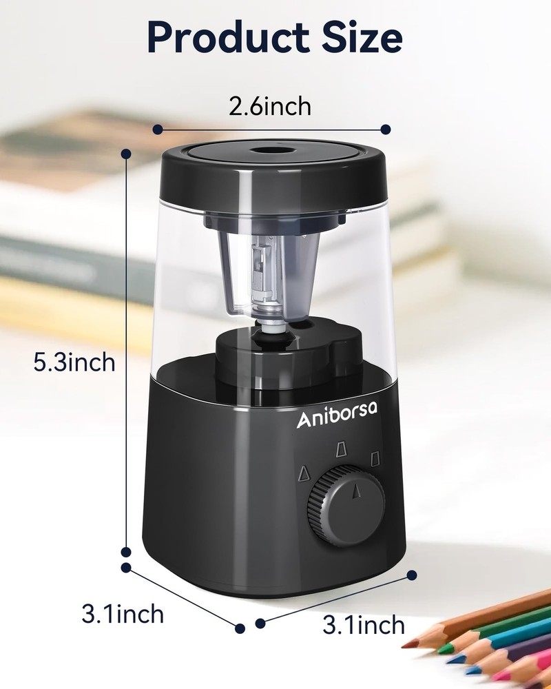 Electric Pencil Sharpener, Helical Blade Automatic Pencil Sharpener, Battery/...