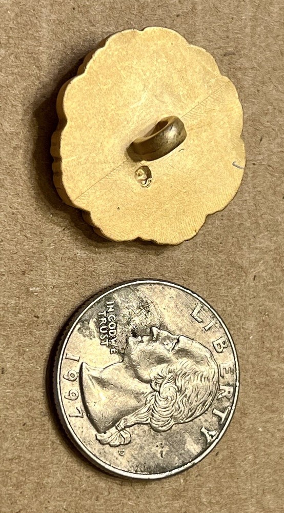 Very Unique Gold Realistic LEAF w BEETLE Or BUG Plastic Button 1” Very Nice