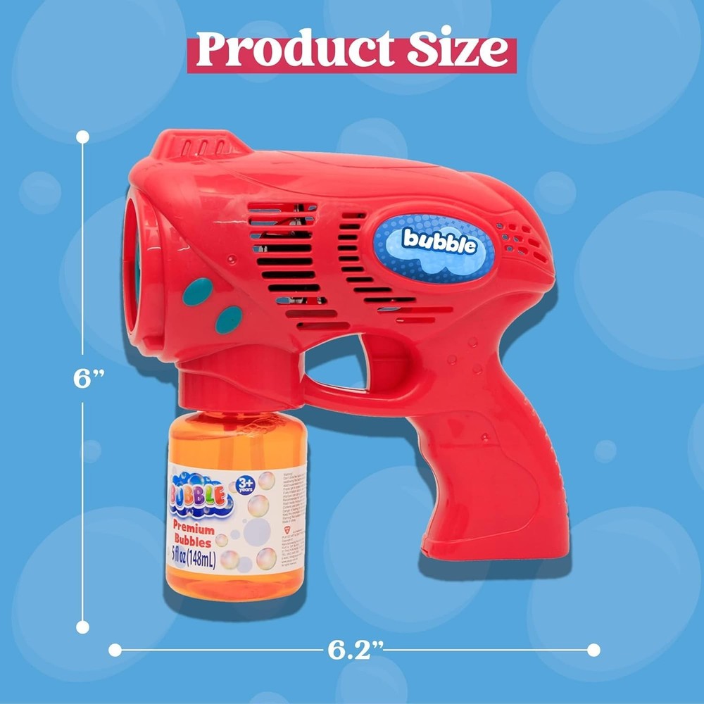 Kids Bubble Guns Set - 2 Blasters with 10 oz Safe Bubble Solution & Batteries