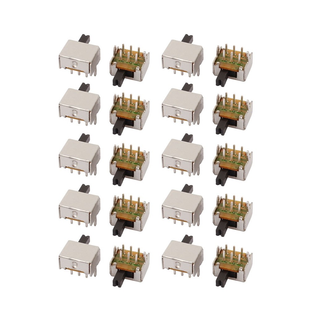 20Pcs 2Position Vertical Angle 6P DPDT Micro Slide Switch Latching Power Switch