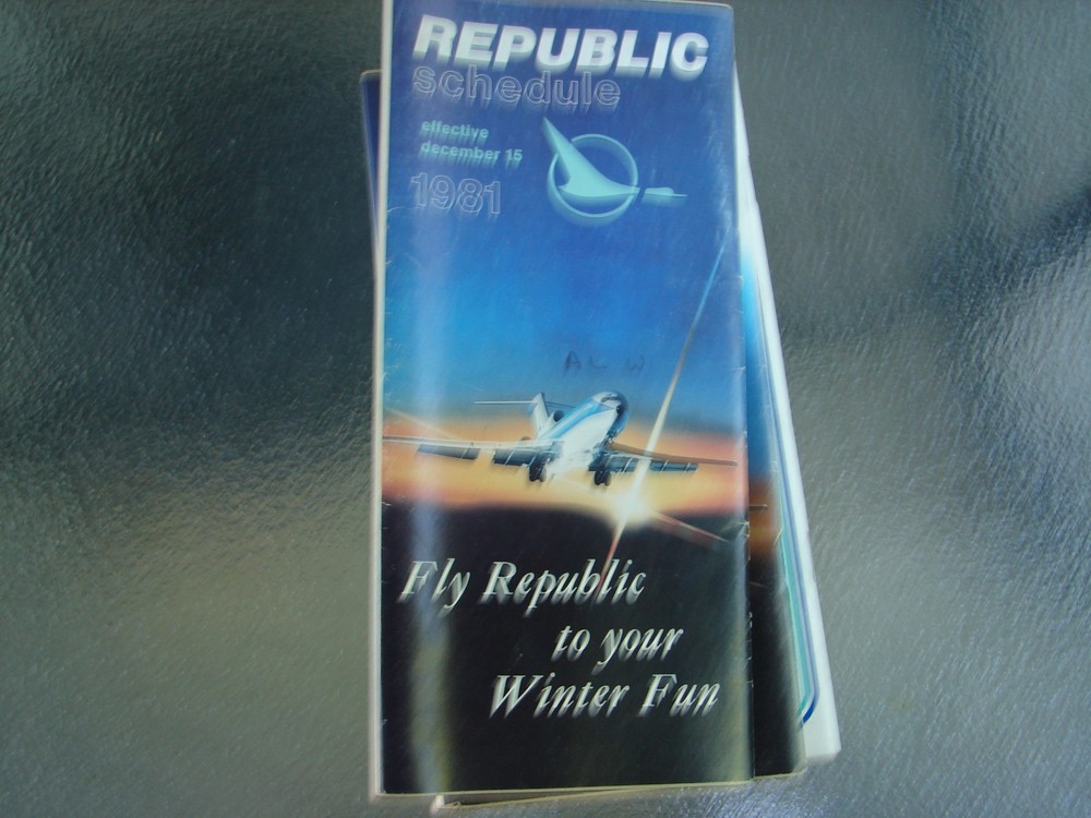VINTAGE REPUBLIC AIRLINES TIME TABLE DECEMBER 15, 1981