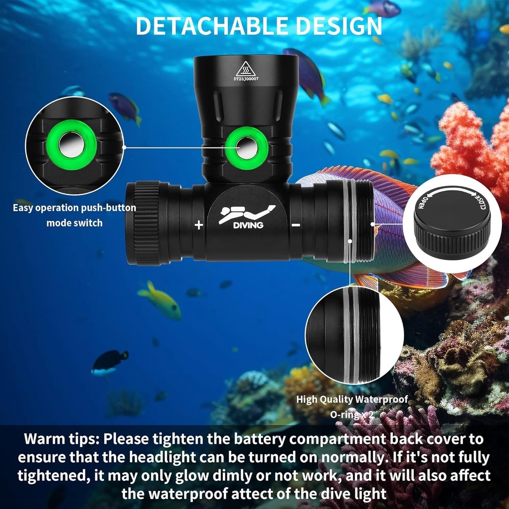 Scuba Dive Light, Diving Flashlight Headlamp, Super Bright 5000 Lumen Dive Flash
